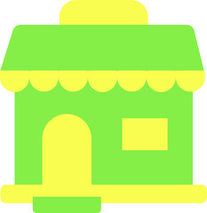 Shop Icon In Green And Yellow Color.