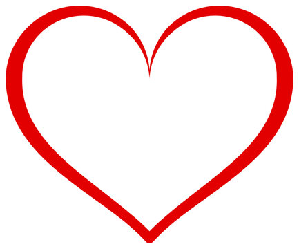 Red heart outline icon. Love line smbol.