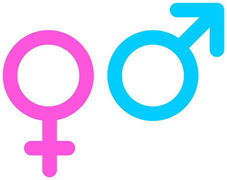 Gender symbol female and male set icon.