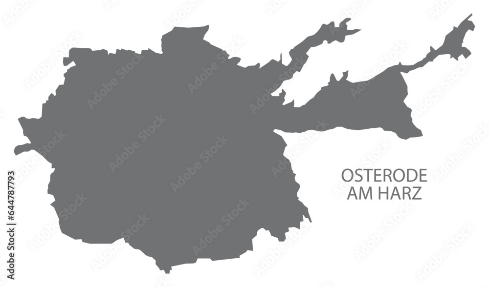 Wall mural Osterode am Harz German city map grey illustration silhouette shape