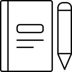 Line art Notebook with pencil icon in flat style.