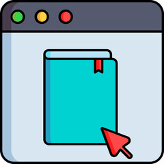 Online book select with cursor arrow icon for Shopping or Education concept.