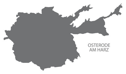 Osterode am Harz German city map grey illustration silhouette shape