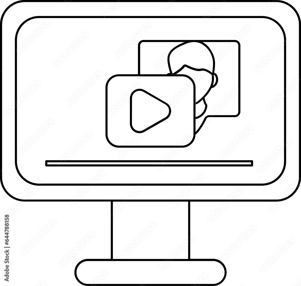 Canvas Prints flat style video play in monitor screen line art icon.