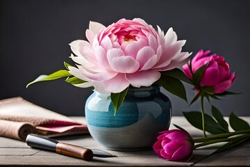 Elegant aesthetic peony flower