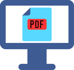 Flat style PDF file in Monitor Screen icon.