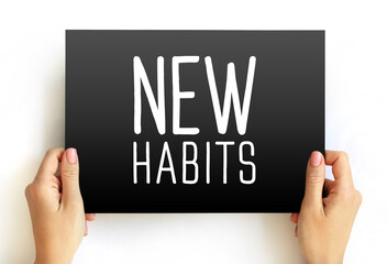 New Habits text on card, concept background