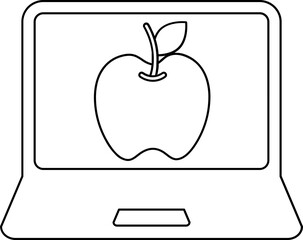 Flat style Apple in Laptop Screen line art icon.