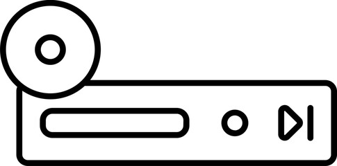 Line art CD or DVD player icon in flat style.