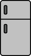Double door refrigerator icon in gray color.