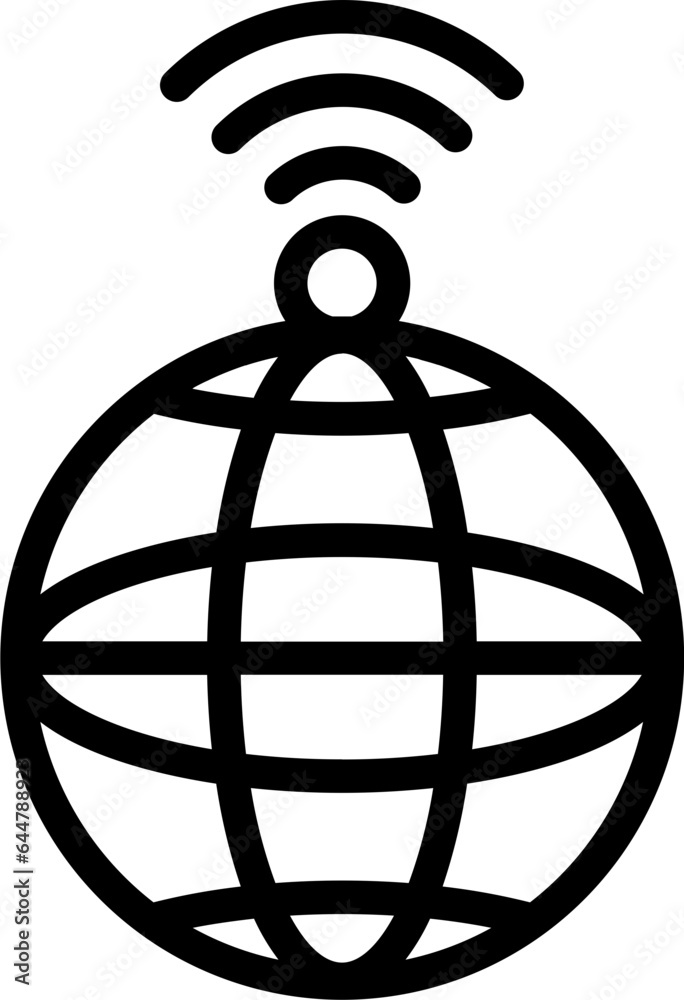 Canvas Prints Global internet wifi connection signal icon in thin line art.