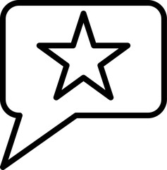 Black line art illustration of Star or Favourite message icon.
