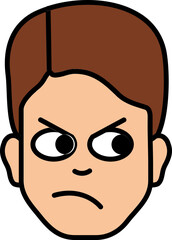Cartoon Man face in suspicious expression.