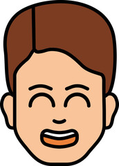 Character of Happy man closing eyes in brown and light orange color.