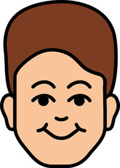 Smiley Man face character on white background.