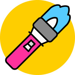 Illustration of Flashlight or Electric torch icon in flat style.