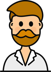 Beard Man Character in flat style.