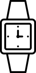 Wristwatch icon in black line art.