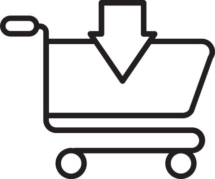 recommend clip art: Black Outline Add Shopping Cart Icon on White Background.