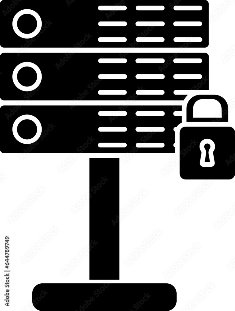 Canvas Prints server lock icon in b&w color.