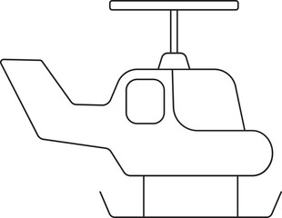 Helicopter Icon in Black Line Art.