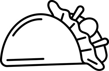Line art Tacos icon in flat style.