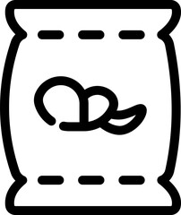 Snacks Packet Icon in Black Line Art.
