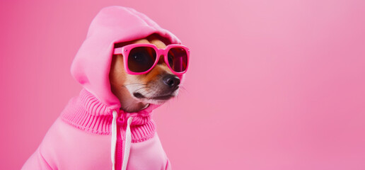 Cute and furry dog dons a pink Barbie outfit