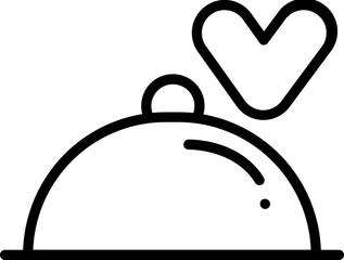 Cloche with Heart Icon in Black Outline.