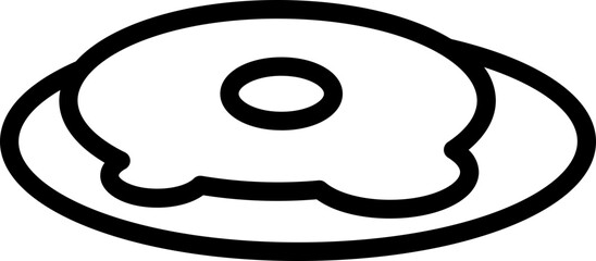 Omelet Icon or Symbol in Black Line Art.