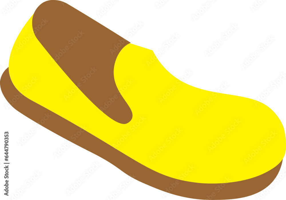 Sticker Yellow and Brown Shoes Icon in Flat Style.