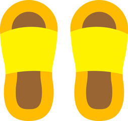 Illustration of Slippers Icon in Yellow and Brown Color.