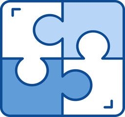 Puzzle Icon In Blue And White Color.