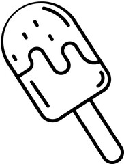 Ice cream stick icon in black line art.