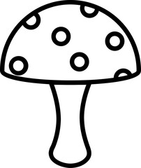 Mushroom icon in black line art.