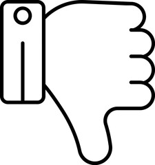 Dislike or Looser Hand Icon in Black Line Art.