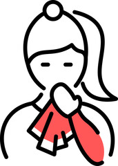 Vector illustration of Woman mouth covering napkin.