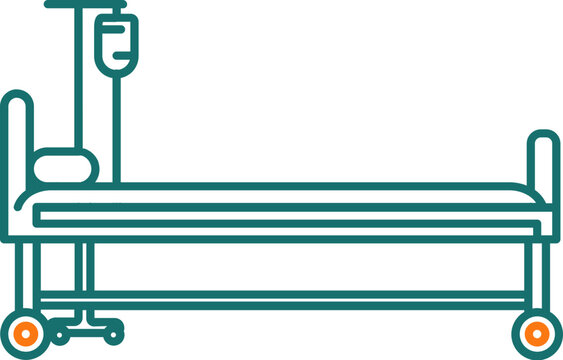 teal hospital bed with iv drip clip art preview