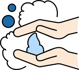 Vector Illustration of Liquid Soap Drop on Hand for Washing.