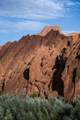 Rock formations of mountains at Dades Gorge Morocco during sunset