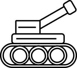 Tank Icon In Black Line Art.