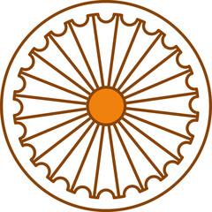 Ashoka Wheel (Chakra) Icon In Flat Style.