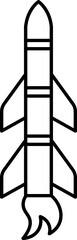 Missile Icon In Black Line Art.