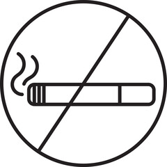 No Smoking Icon In Black Outline.