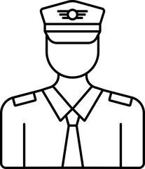 Pilot Icon In Black Line Art.