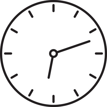 Clock Icon In Black Outline.