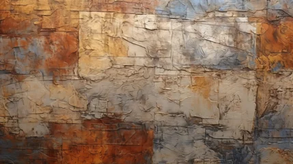 Aluminium Prints Old dirty textured wall Blended Textures: Textures of various materials blending in an abstract artwork