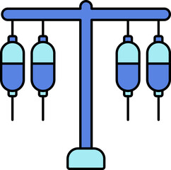 Saline Or IV Stand Icon In Blue Color.