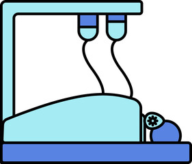 Patient In Bed On A drip Icon In Blue Color.