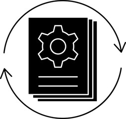 Illustration Of Batch Processing Icon In B&W Color.